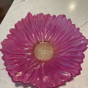 Elegant Pink Flower Glass Bowl